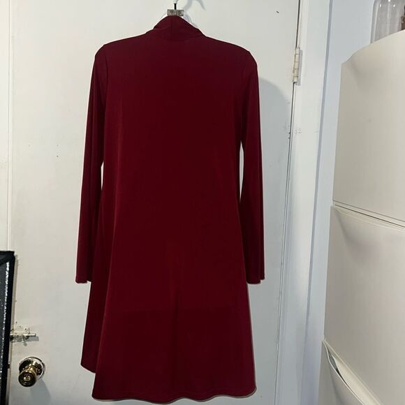 ARIELLA Burgundy Tie Collar Tunic Dress-S - Picture 4 of 8